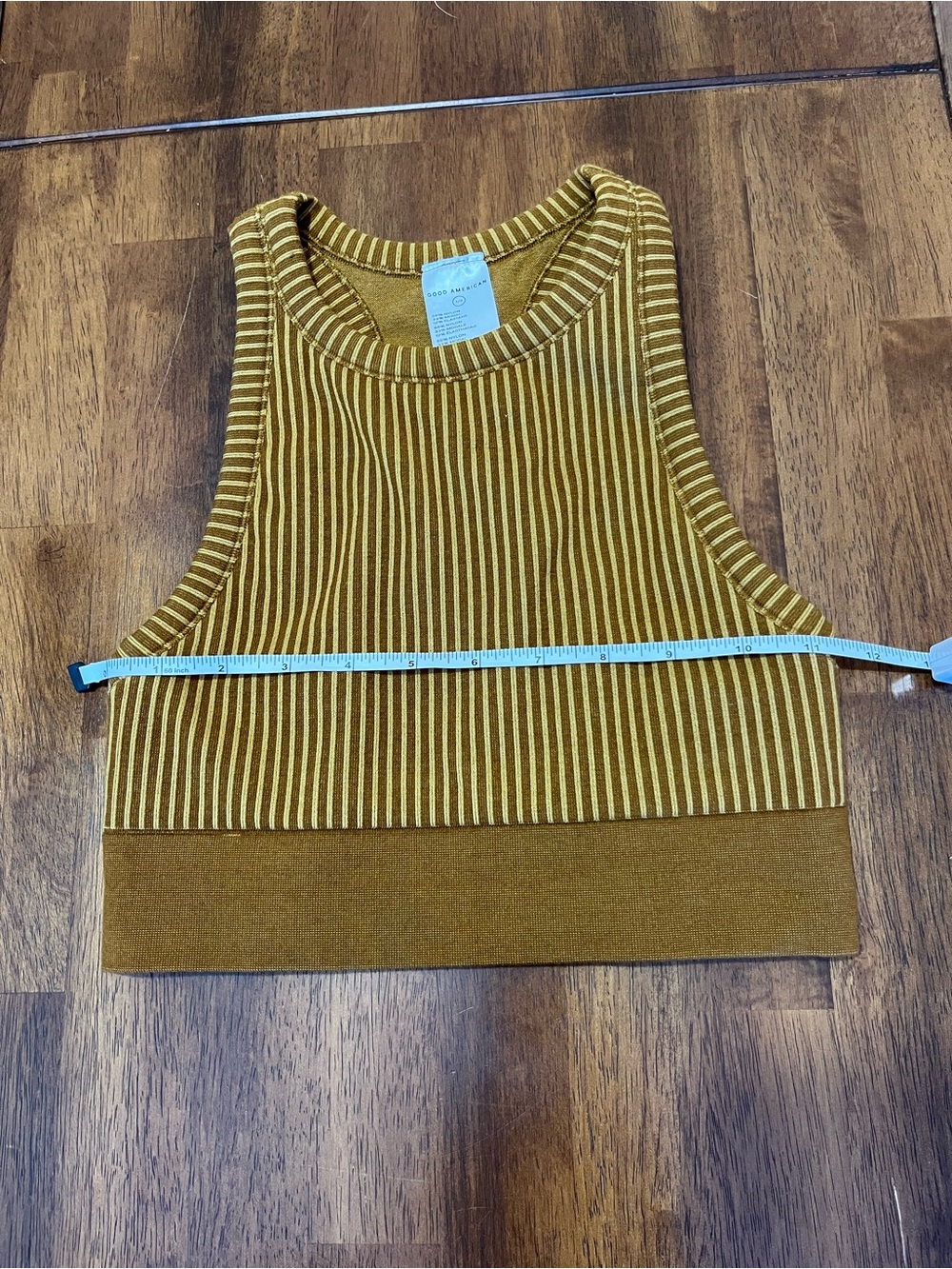 Good American Striped Ribbed Top - Bronze Brown/Gold - Picture 6 of 8